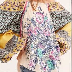 Free People Positano Floral Printed Top Large